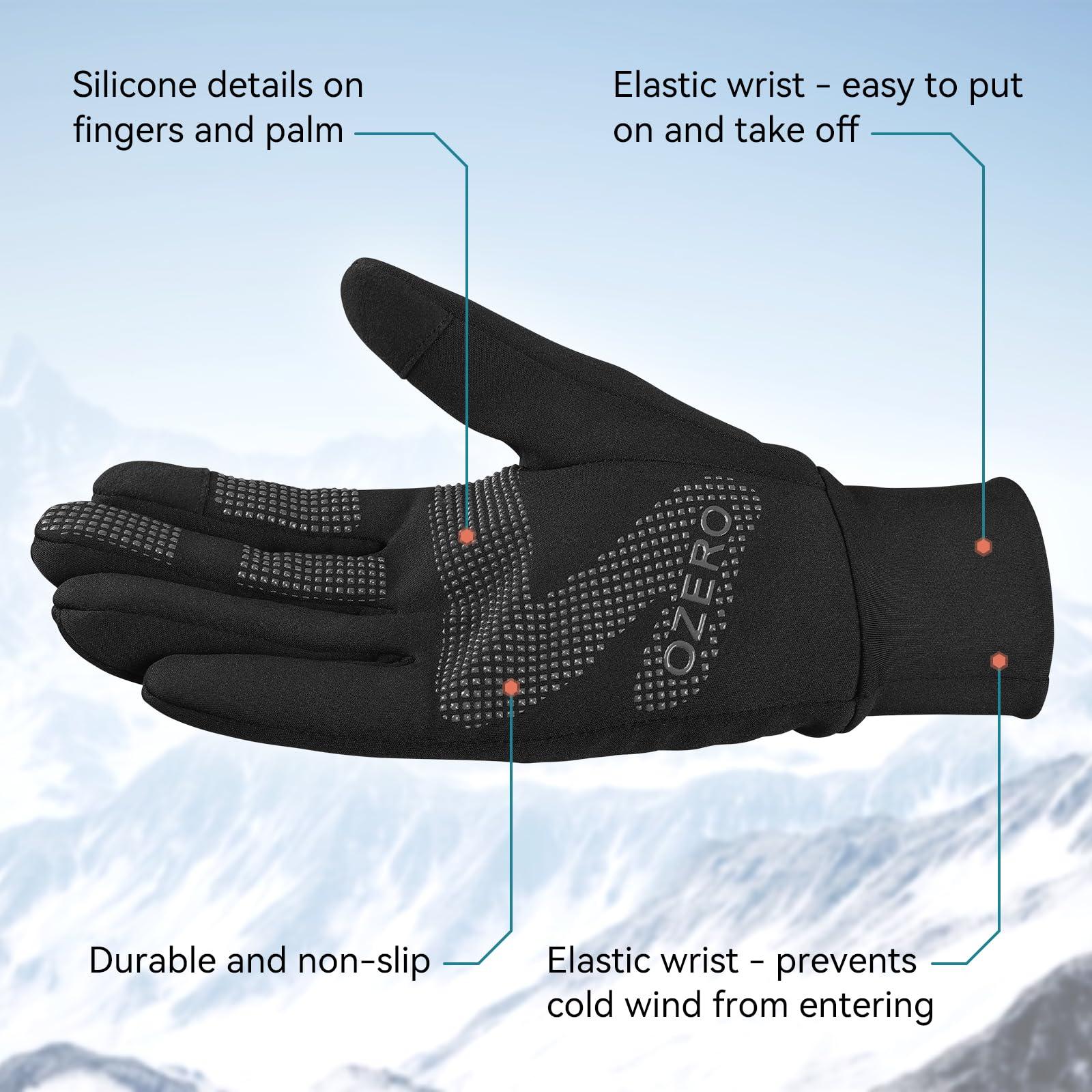 OZERO Herren Wasserdicht Thermohandschuhe, Touchscreen Winterhandschuhe Fahrhandschuhe Fahrradhandschuhe Laufhandschuhe Alcovic