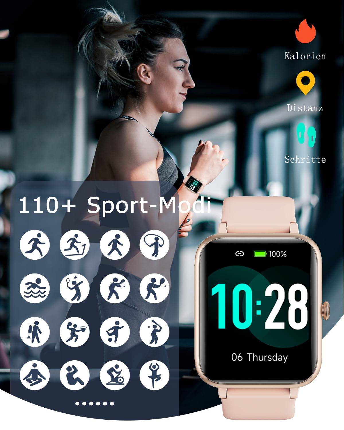 GRV Smartwatch für Damen Herren mit Telefonfunktion,Fitnessuhr mit Herzfrequenzmessung,SpO2,Schrittzähler,Schlafmonitor,Multi Trainingsmodi für iOS Android Handy Alcovic