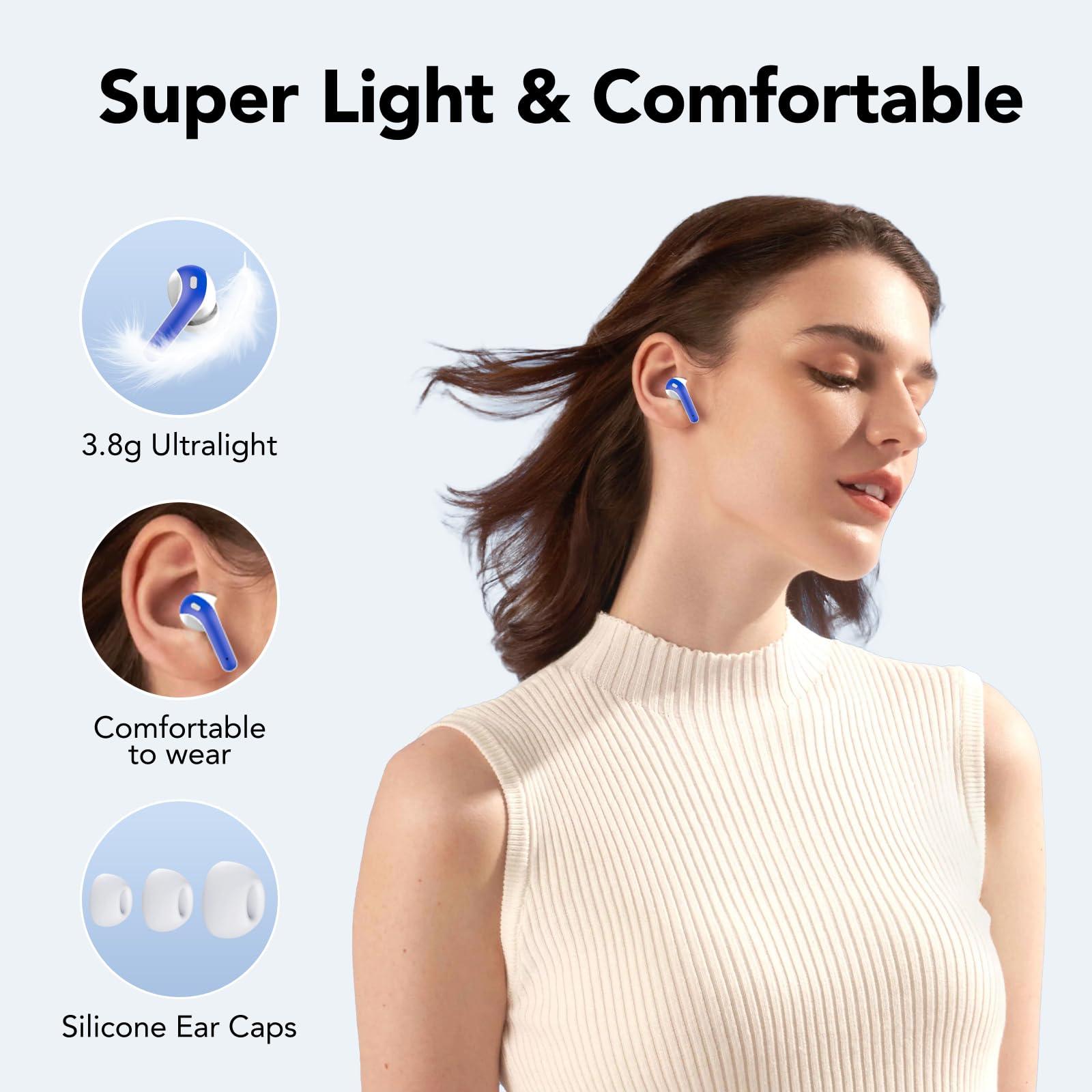 Bluetooth Kopfhörer, In Ear Kopfhörer Kabellos Bluetooth 5.3 mit 50H Tiefer Bass, 2024 Neue Kabellose Kopfhörer Noise Cancelling Earbuds mit 4 ENC Mic, IPX7 Wasserdicht Ohrhörer, USB-C Alcovic