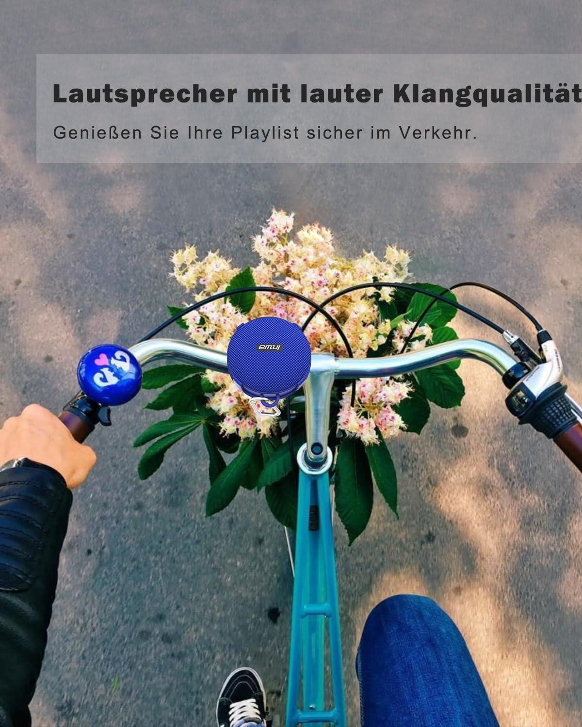 Inwa Bluetooth Fahrrad Lautsprecher Tragbarer, 5w8H IPX7 Ausgestattet Fahrradständer, Karabinerhaken, Eingebautes Mikrofon, TF-Kartenmodus, 480 Min Spielzeit(Geschwindigkeitsanzeige) Alcovic