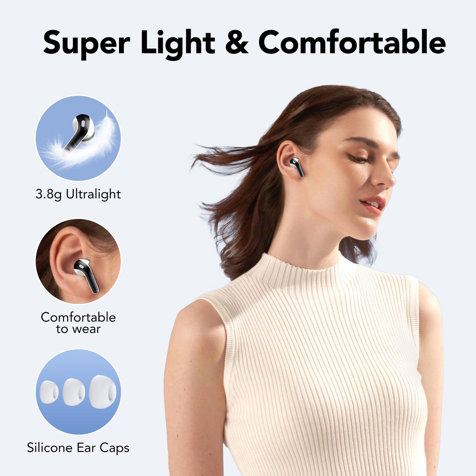 Bluetooth Kopfhörer, In Ear Kopfhörer Kabellos Bluetooth 5.3 mit 50H Tiefer Bass, 2024 Neue Kabellose Kopfhörer Noise Cancelling Earbuds mit 4 ENC Mic, IPX7 Wasserdicht Ohrhörer, USB-C Alcovic
