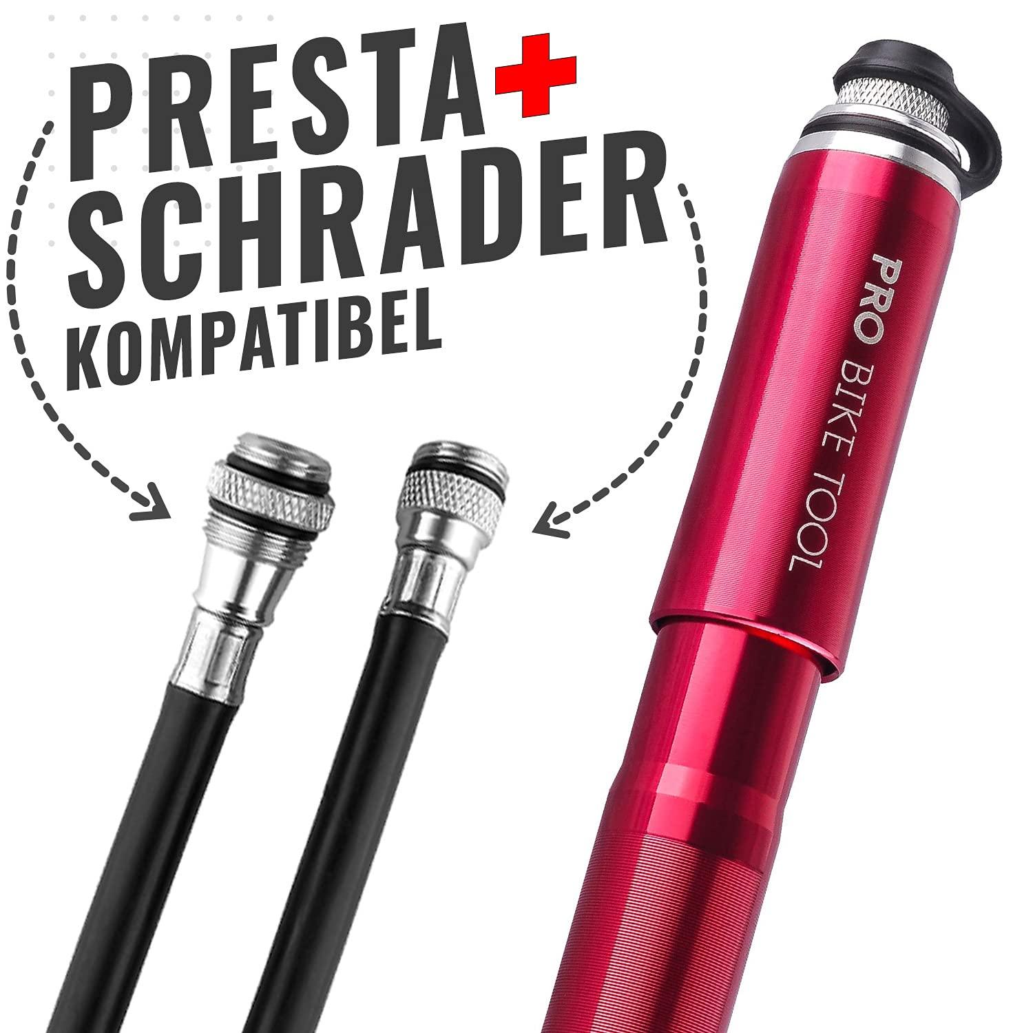 Pro Bike Tool Mini-Fahrradpumpe für Presta- und Schraderventile, Hochdruck-PSI, zuverlässig, kompakt und leicht, hervorragende Qualität und Leistung, Fahrrad-Reifenpumpe für Rennräder, Mountainbikes und BMX-Fahrräder Alcovic