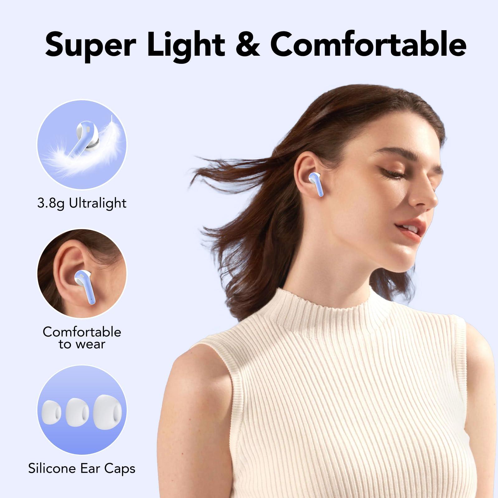 Bluetooth Kopfhörer, In Ear Kopfhörer Kabellos Bluetooth 5.3 mit 50H Tiefer Bass, 2024 Neue Kabellose Kopfhörer Noise Cancelling Earbuds mit 4 ENC Mic, IPX7 Wasserdicht Ohrhörer, USB-C Alcovic