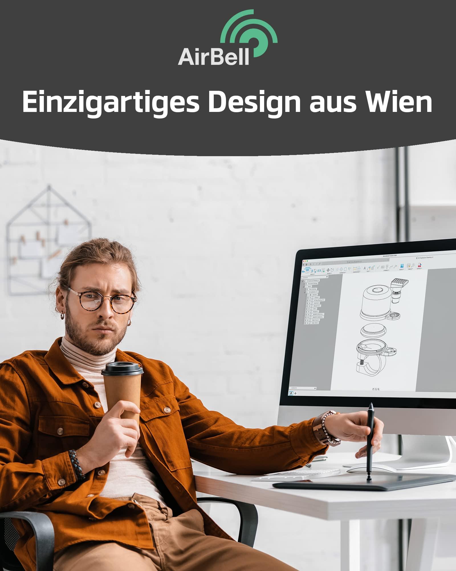 AirBell Fahrradklingel Für Apple AirTag | Halterung In Klingel Versteckt | Fahrrad Diebstahlsicherung | Inklusive Werkzeug Alcovic
