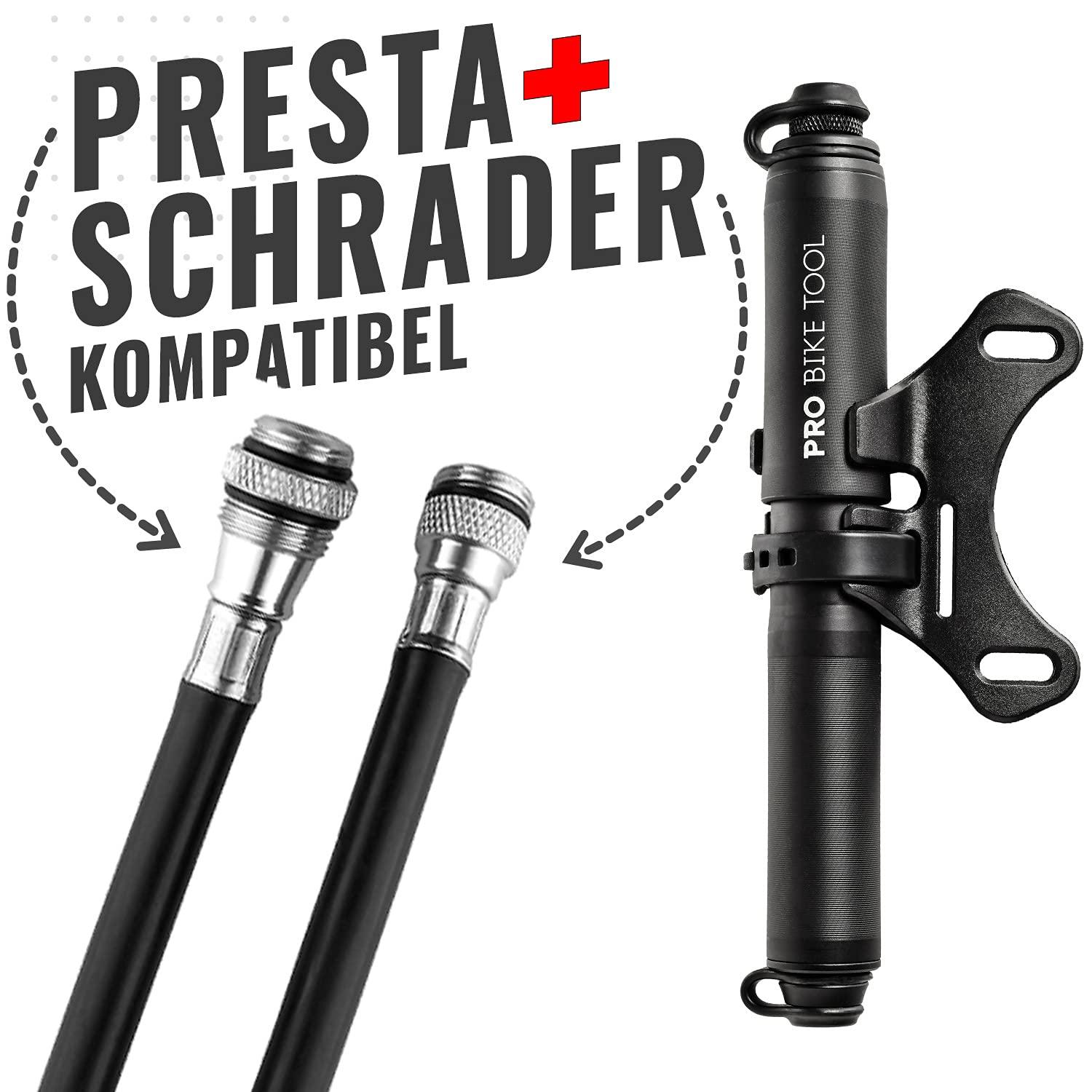 Pro Bike Tool Mini-Fahrradpumpe für Presta- und Schraderventile, Hochdruck-PSI, zuverlässig, kompakt und leicht, hervorragende Qualität und Leistung, Fahrrad-Reifenpumpe für Rennräder, Mountainbikes und BMX-Fahrräder Alcovic