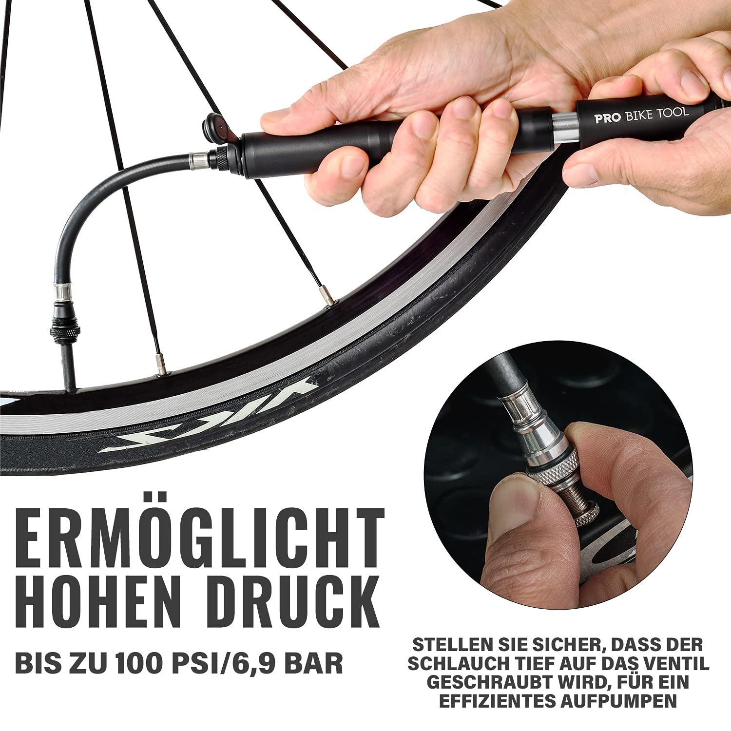 Pro Bike Tool Mini-Fahrradpumpe für Presta- und Schraderventile, Hochdruck-PSI, zuverlässig, kompakt und leicht, hervorragende Qualität und Leistung, Fahrrad-Reifenpumpe für Rennräder, Mountainbikes und BMX-Fahrräder Alcovic