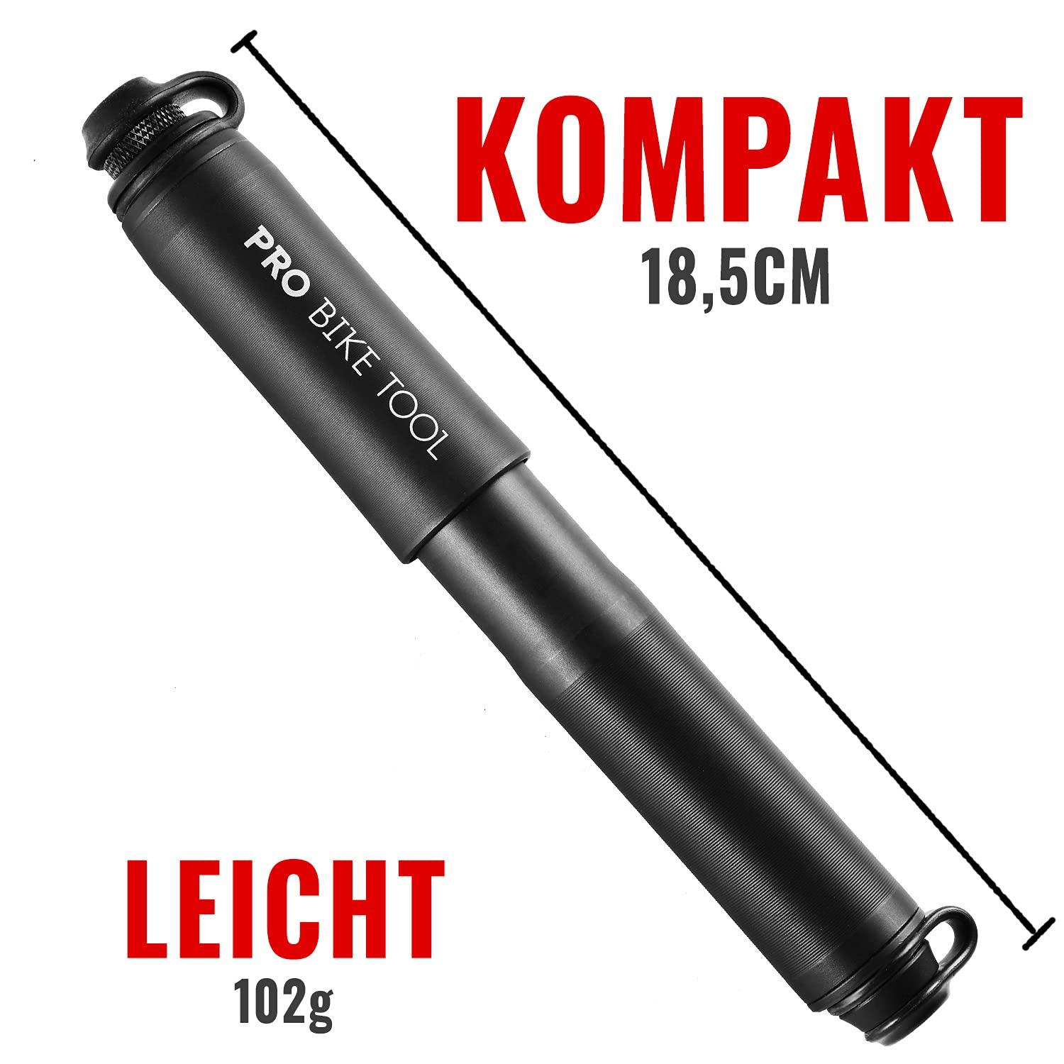 Pro Bike Tool Mini-Fahrradpumpe für Presta- und Schraderventile, Hochdruck-PSI, zuverlässig, kompakt und leicht, hervorragende Qualität und Leistung, Fahrrad-Reifenpumpe für Rennräder, Mountainbikes und BMX-Fahrräder Alcovic