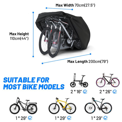 Favoto Fahrradabdeckung Wasserdicht Fahrrad Abdeckplane für 2-3 Fahrräder 210D Oxford-Gewebe Fahrradgarage Plane Fahrrad Schutzhülle Abdeckhaube mit Beutel 200 x 105x 110CM (Orange-Schwarz) Alcovic