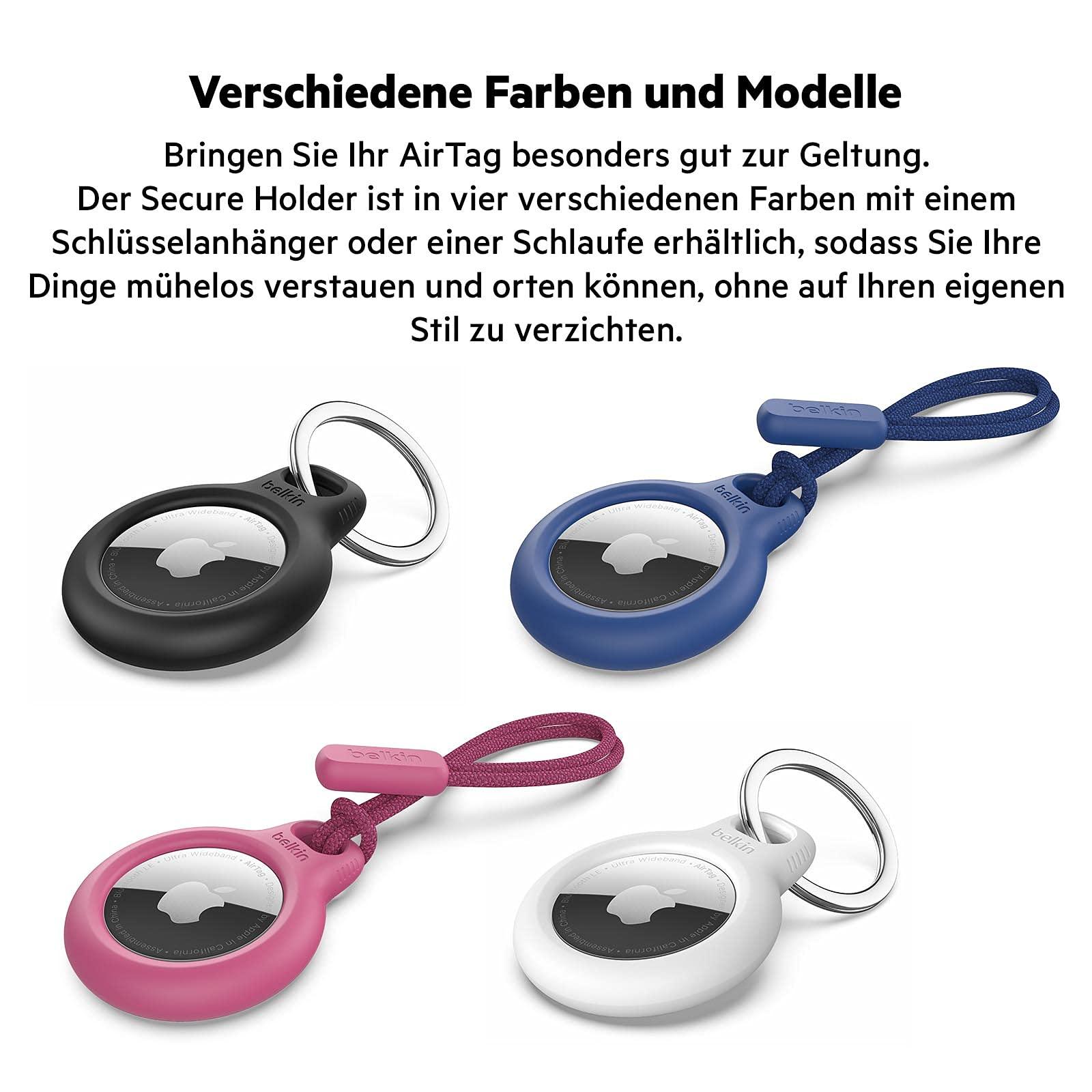 Belkin AirTag Hülle mit Schlaufe (Secure Holder Schutzhülle für Air Tag, Accessoire mit Kratzschutz) – Schwarz Alcovic