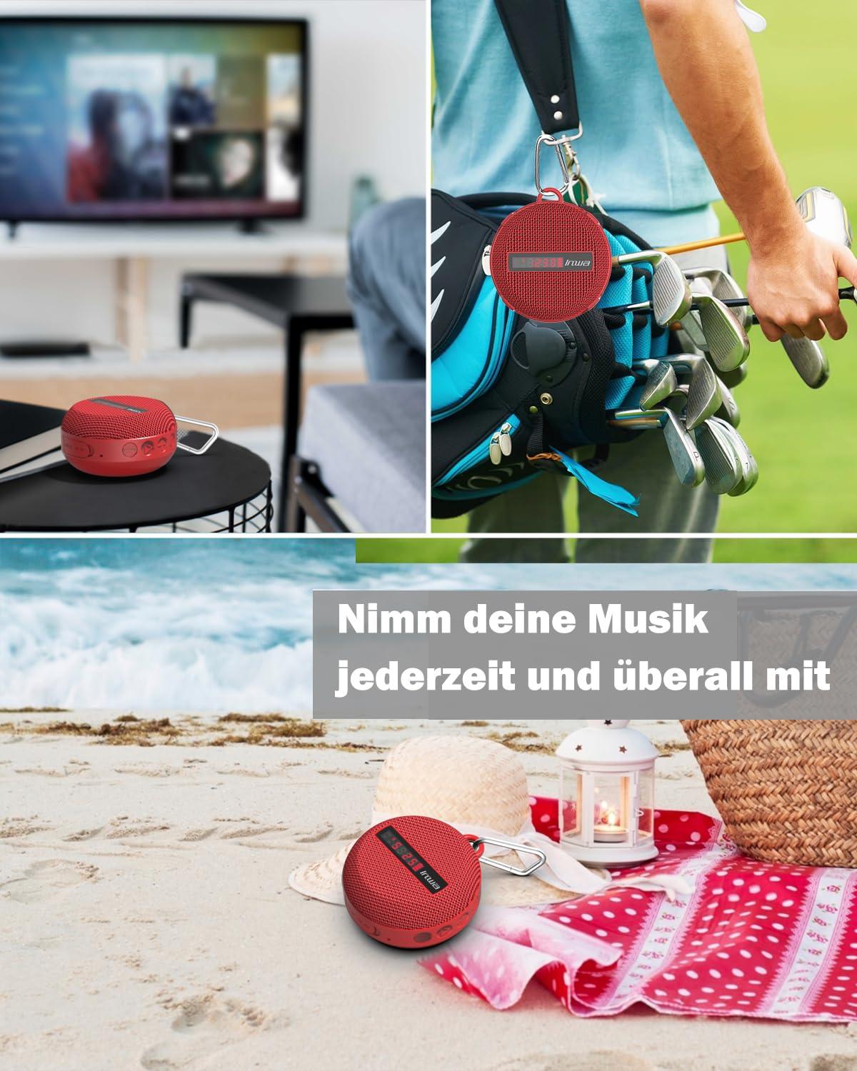 Inwa Bluetooth Fahrrad Lautsprecher Tragbarer, 5w8H IPX7 Ausgestattet Fahrradständer, Karabinerhaken, Eingebautes Mikrofon, TF-Kartenmodus, 480 Min Spielzeit(Geschwindigkeitsanzeige) Alcovic