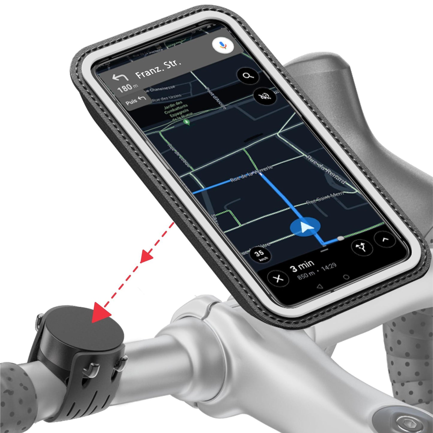 Shapeheart französische Innovation, Magnetische Fahrrad-Handyhalterung mit Abnehmbarer wetterfester Hülle. Telefonhalterung für Elektrofahrräder, Fahrräder, Roller, Mountainbikes... Fahrradzubehör Alcovic