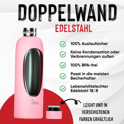 Otto Koning Edelstahl Trinkflasche 500ml – Doppelwandig, Vakuumisoliert, Hält Getränke 24h Kalt & 12h Heiß, BPA-frei