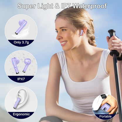 Bluetooth In-Ear Kopfhörer – Kabellos, Bluetooth 5.4, 48 h, 4 ENC Mics, Tiefer Bass, IPX7, USB-C, LED-Anzeige