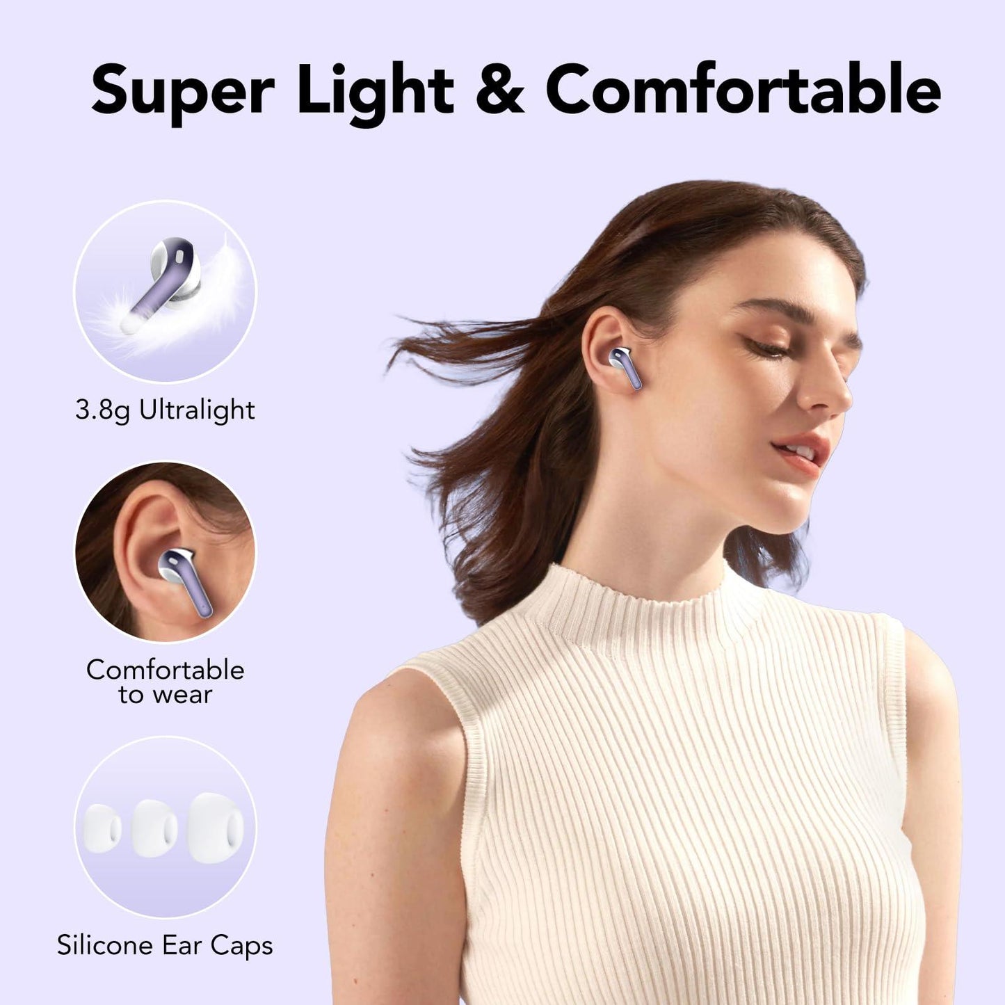 Bluetooth Kopfhörer, In Ear Kopfhörer Kabellos Bluetooth 5.3 mit 50H Tiefer Bass, 2024 Neue Kabellose Kopfhörer Noise Cancelling Earbuds mit 4 ENC Mic, IPX7 Wasserdicht Ohrhörer, USB-C Alcovic