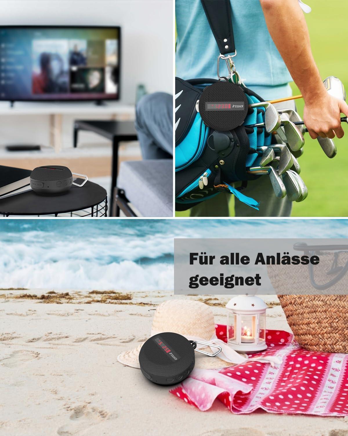 Inwa Bluetooth Fahrrad Lautsprecher Tragbarer, 5w8H IPX7 Ausgestattet Fahrradständer, Karabinerhaken, Eingebautes Mikrofon, TF-Kartenmodus, 480 Min Spielzeit(Geschwindigkeitsanzeige) Alcovic