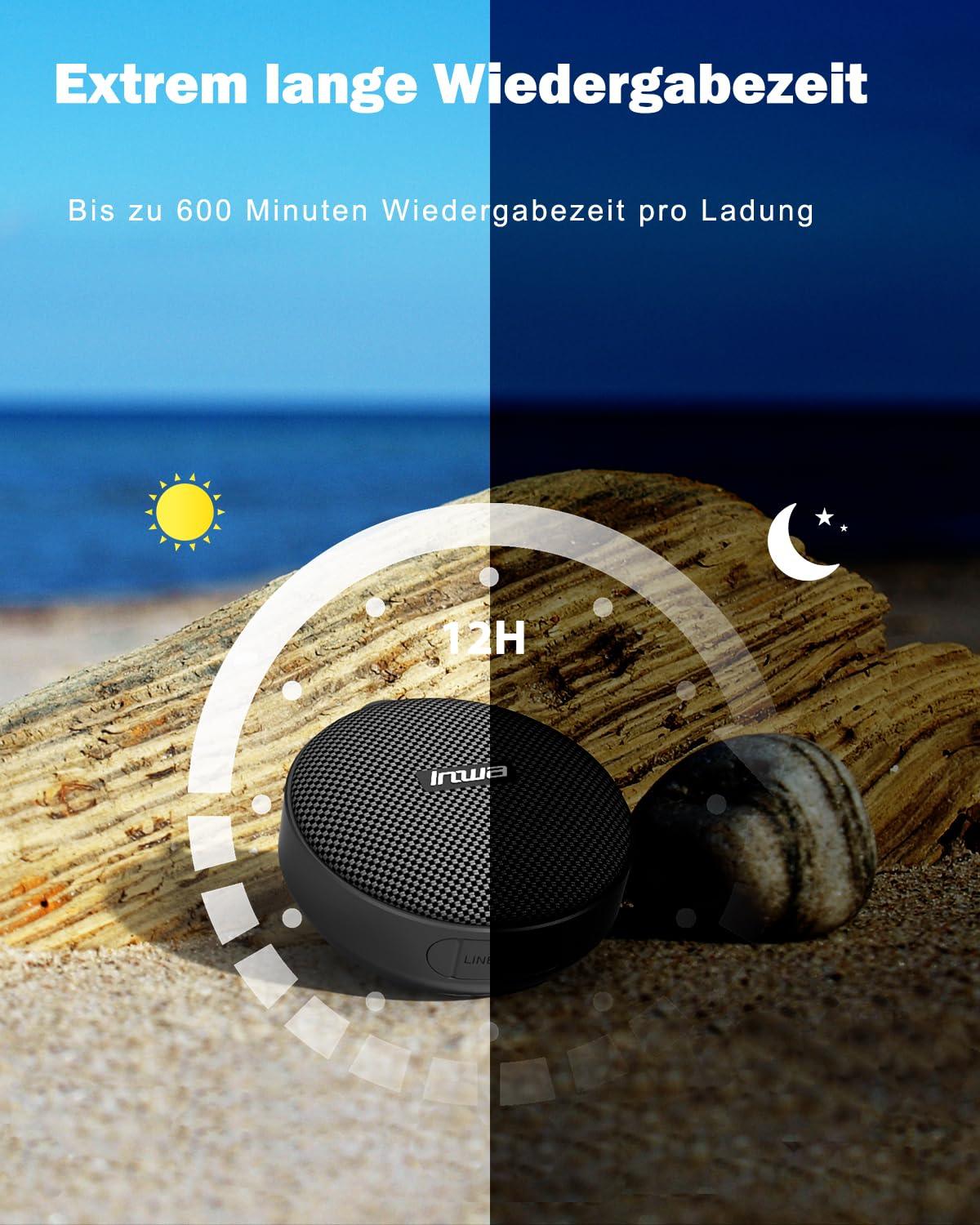 Inwa Bluetooth Fahrrad Lautsprecher Tragbarer, 5w8H IPX7 Ausgestattet Fahrradständer, Karabinerhaken, Eingebautes Mikrofon, TF-Kartenmodus, 480 Min Spielzeit(Geschwindigkeitsanzeige) Alcovic