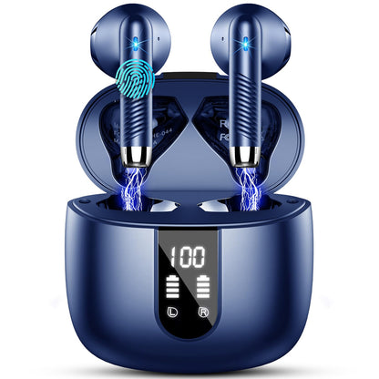 Bluetooth In-Ear Kopfhörer – Kabellos, Bluetooth 5.4, 48 h, 4 ENC Mics, Tiefer Bass, IPX7, USB-C, LED-Anzeige