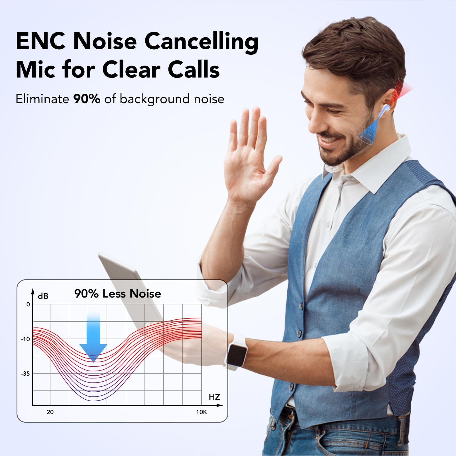 Bluetooth Kopfhörer, In Ear Kopfhörer Kabellos Bluetooth 5.3 mit 50H Tiefer Bass, 2024 Neue Kabellose Kopfhörer Noise Cancelling Earbuds mit 4 ENC Mic, IPX7 Wasserdicht Ohrhörer, USB-C Alcovic