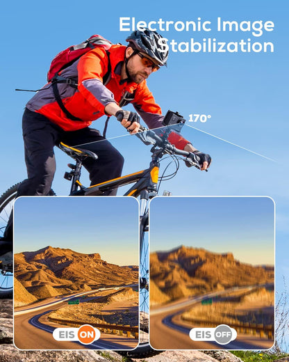 WOLFANG Action Cam 4K30FPS 20MP mit 32GB microSDXC Speicherkarte WiFi 40M Unterwasserkamera Wasserdicht EIS Actioncam Fernregler Mikrofon Zubehör Kit Alcovic