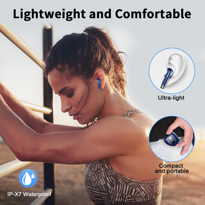 Bluetooth In-Ear Kopfhörer – Kabellos, Bluetooth 5.4, 48 h, 4 ENC Mics, Tiefer Bass, IPX7, USB-C, LED-Anzeige