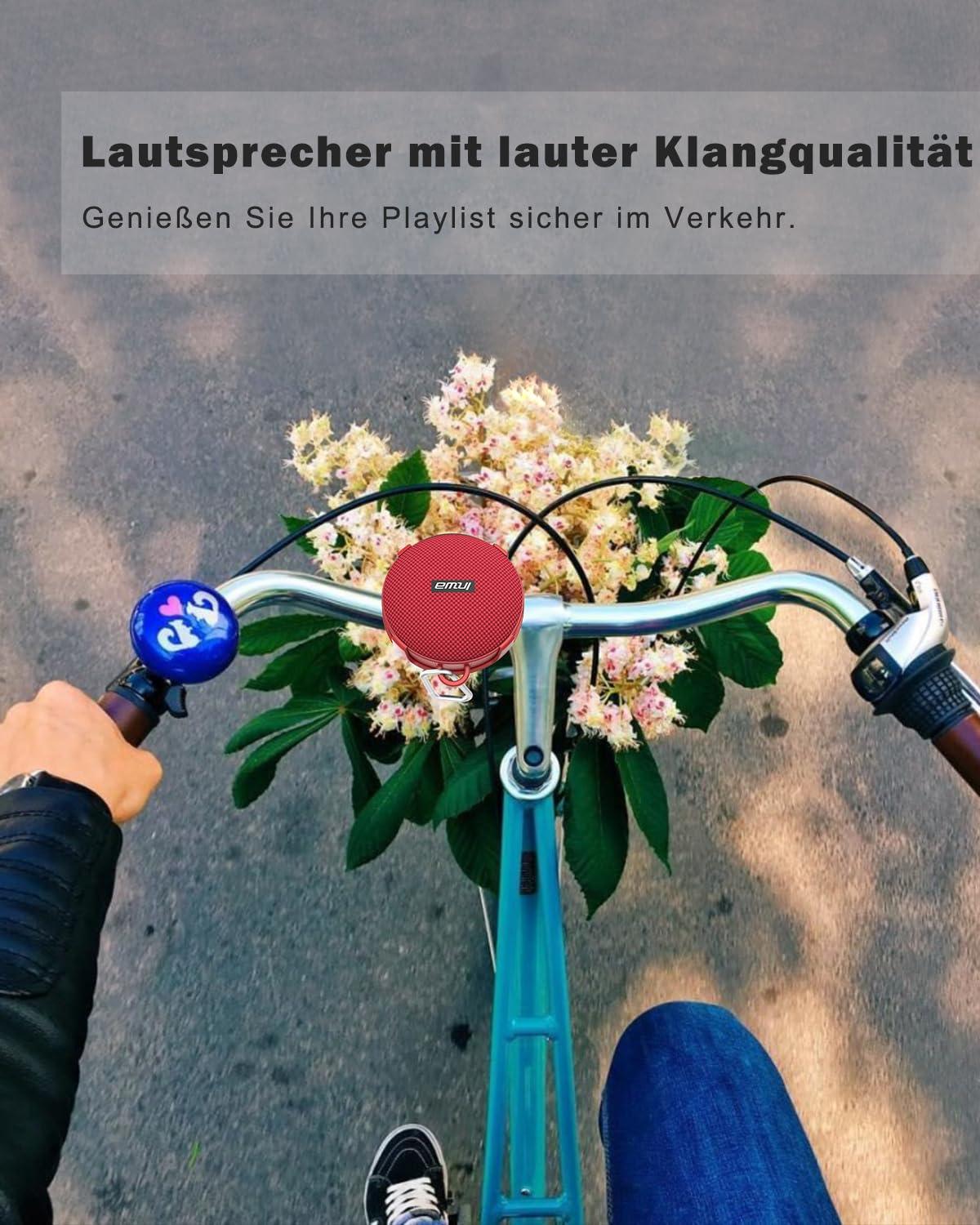 Inwa Bluetooth Fahrrad Lautsprecher Tragbarer, 5w8H IPX7 Ausgestattet Fahrradständer, Karabinerhaken, Eingebautes Mikrofon, TF-Kartenmodus, 480 Min Spielzeit(Geschwindigkeitsanzeige) Alcovic