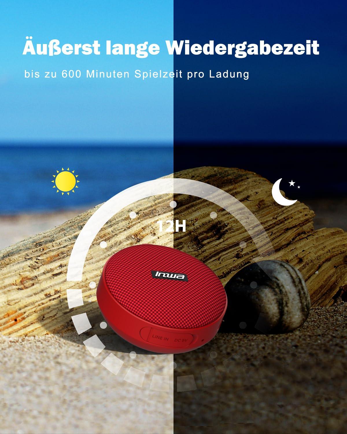 Inwa Bluetooth Fahrrad Lautsprecher Tragbarer, 5w8H IPX7 Ausgestattet Fahrradständer, Karabinerhaken, Eingebautes Mikrofon, TF-Kartenmodus, 480 Min Spielzeit(Geschwindigkeitsanzeige) Alcovic