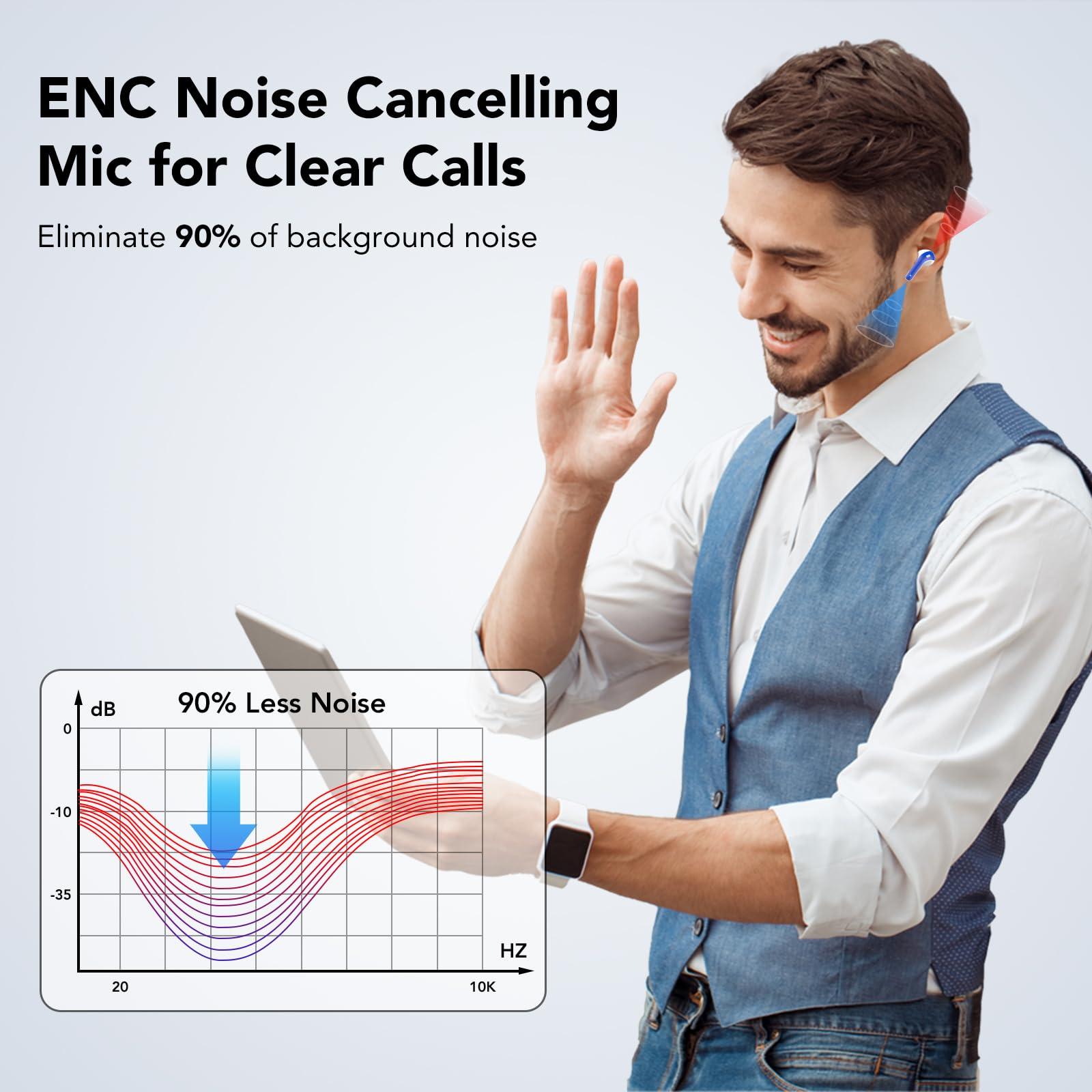 Bluetooth Kopfhörer, In Ear Kopfhörer Kabellos Bluetooth 5.3 mit 50H Tiefer Bass, 2024 Neue Kabellose Kopfhörer Noise Cancelling Earbuds mit 4 ENC Mic, IPX7 Wasserdicht Ohrhörer, USB-C Alcovic