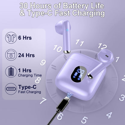 Bluetooth In-Ear Kopfhörer – Kabellos, Bluetooth 5.4, 48 h, 4 ENC Mics, Tiefer Bass, IPX7, USB-C, LED-Anzeige