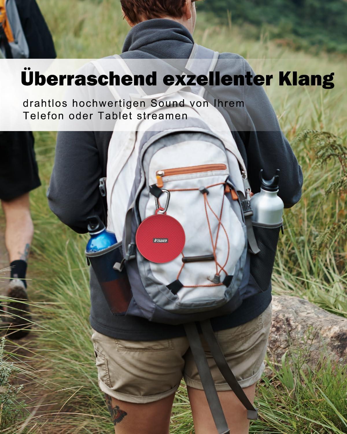 Inwa Bluetooth Fahrrad Lautsprecher Tragbarer, 5w8H IPX7 Ausgestattet Fahrradständer, Karabinerhaken, Eingebautes Mikrofon, TF-Kartenmodus, 480 Min Spielzeit(Geschwindigkeitsanzeige) Alcovic