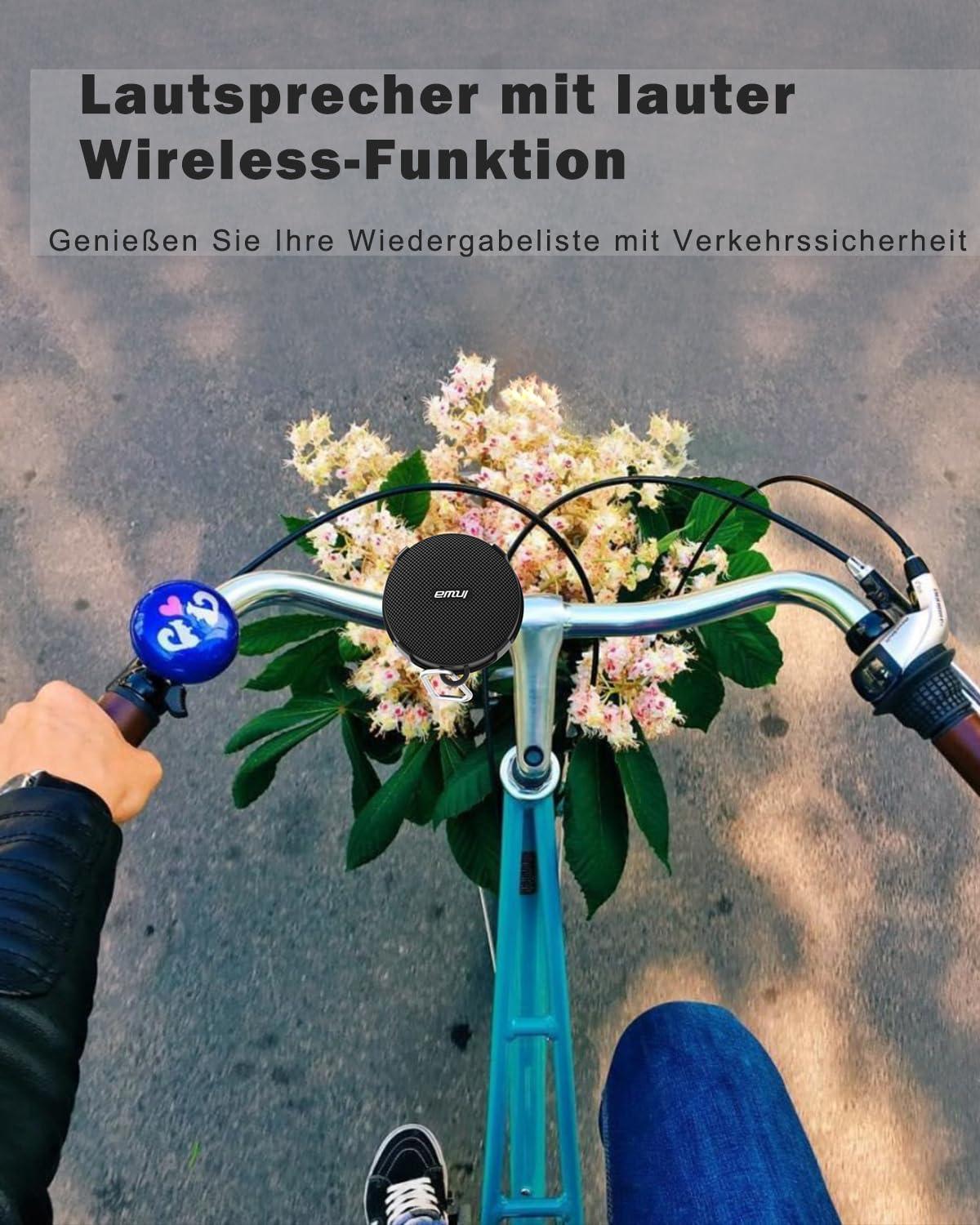 Inwa Bluetooth Fahrrad Lautsprecher Tragbarer, 5w8H IPX7 Ausgestattet Fahrradständer, Karabinerhaken, Eingebautes Mikrofon, TF-Kartenmodus, 480 Min Spielzeit(Geschwindigkeitsanzeige) Alcovic