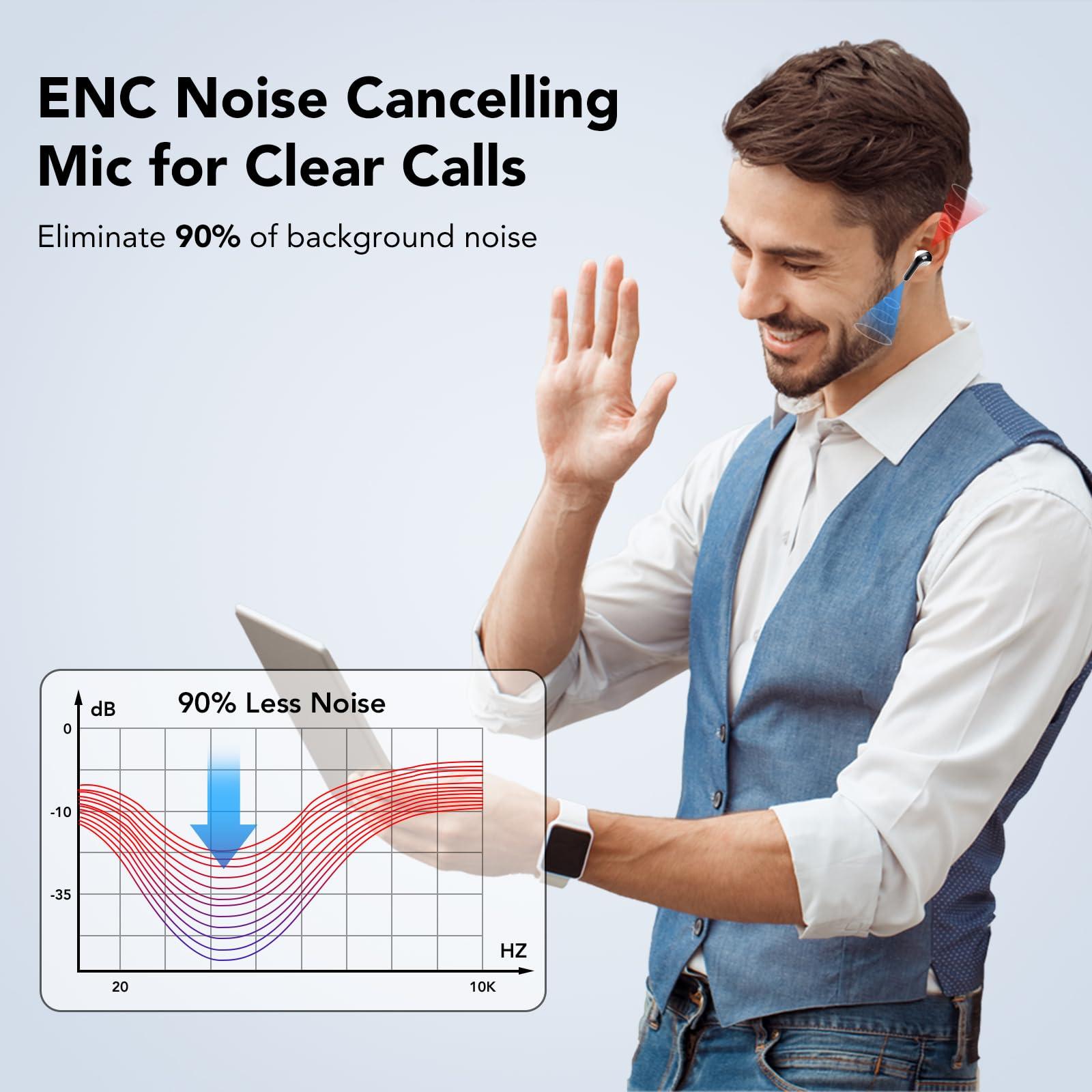 Bluetooth Kopfhörer, In Ear Kopfhörer Kabellos Bluetooth 5.3 mit 50H Tiefer Bass, 2024 Neue Kabellose Kopfhörer Noise Cancelling Earbuds mit 4 ENC Mic, IPX7 Wasserdicht Ohrhörer, USB-C Alcovic