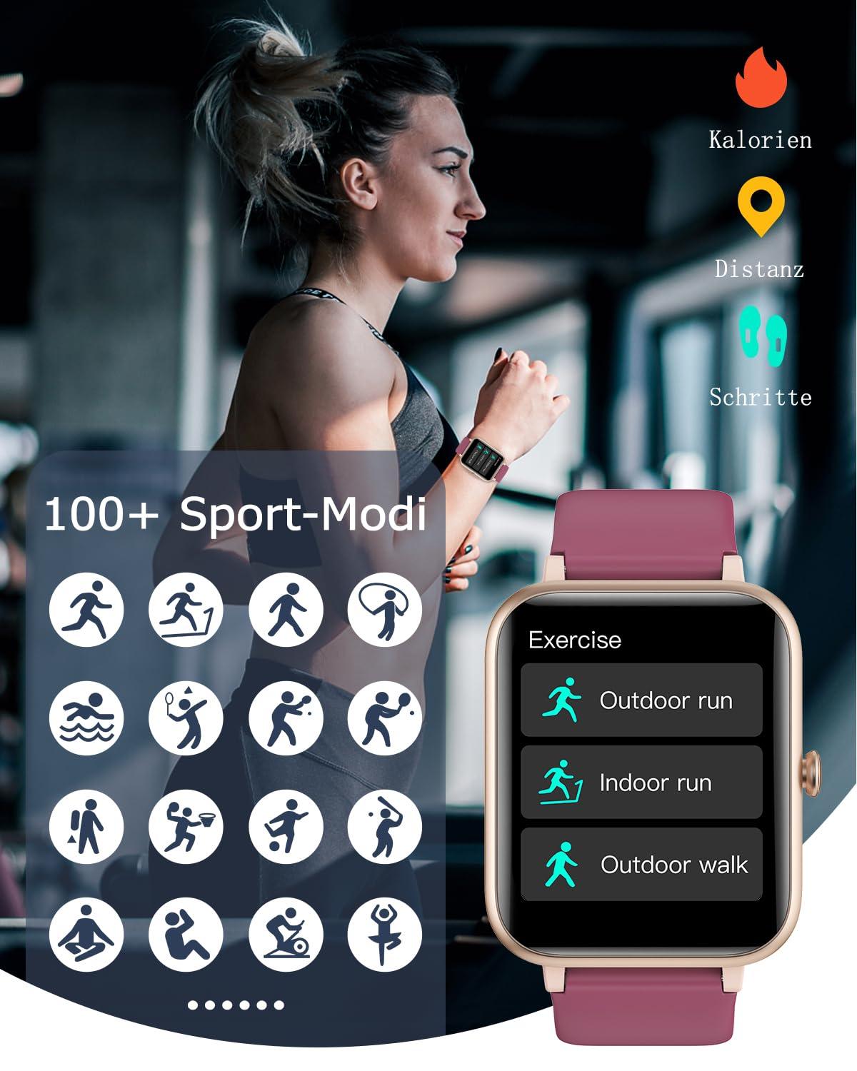 GRV Smartwatch für Damen Herren mit Telefonfunktion,Fitnessuhr mit Herzfrequenzmessung,SpO2,Schrittzähler,Schlafmonitor,Multi Trainingsmodi für iOS Android Handy Alcovic