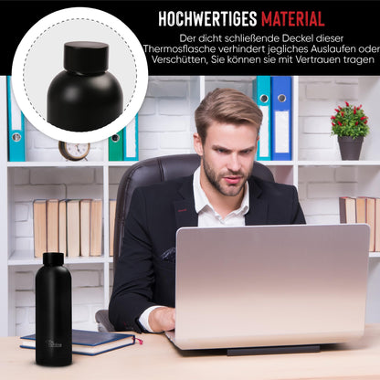 Otto Koning Edelstahl Trinkflasche 500ml – Doppelwandig, Vakuumisoliert, Hält Getränke 24h Kalt & 12h Heiß, BPA-frei