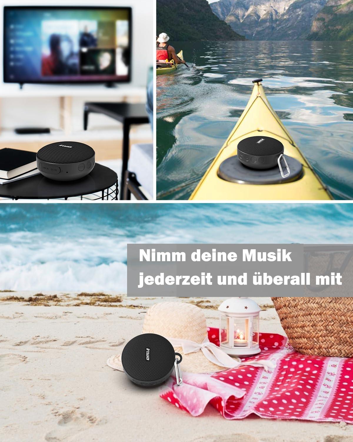 Inwa Bluetooth Fahrrad Lautsprecher Tragbarer, 5w8H IPX7 Ausgestattet Fahrradständer, Karabinerhaken, Eingebautes Mikrofon, TF-Kartenmodus, 480 Min Spielzeit(Geschwindigkeitsanzeige) Alcovic