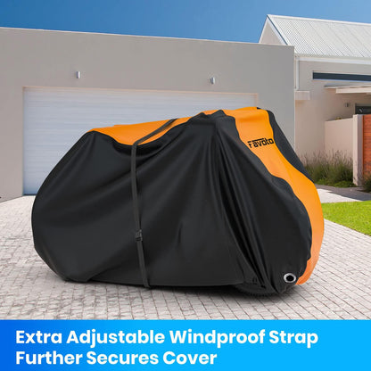 Favoto Fahrradabdeckung Wasserdicht Fahrrad Abdeckplane für 2-3 Fahrräder 210D Oxford-Gewebe Fahrradgarage Plane Fahrrad Schutzhülle Abdeckhaube mit Beutel 200 x 105x 110CM (Orange-Schwarz) Alcovic