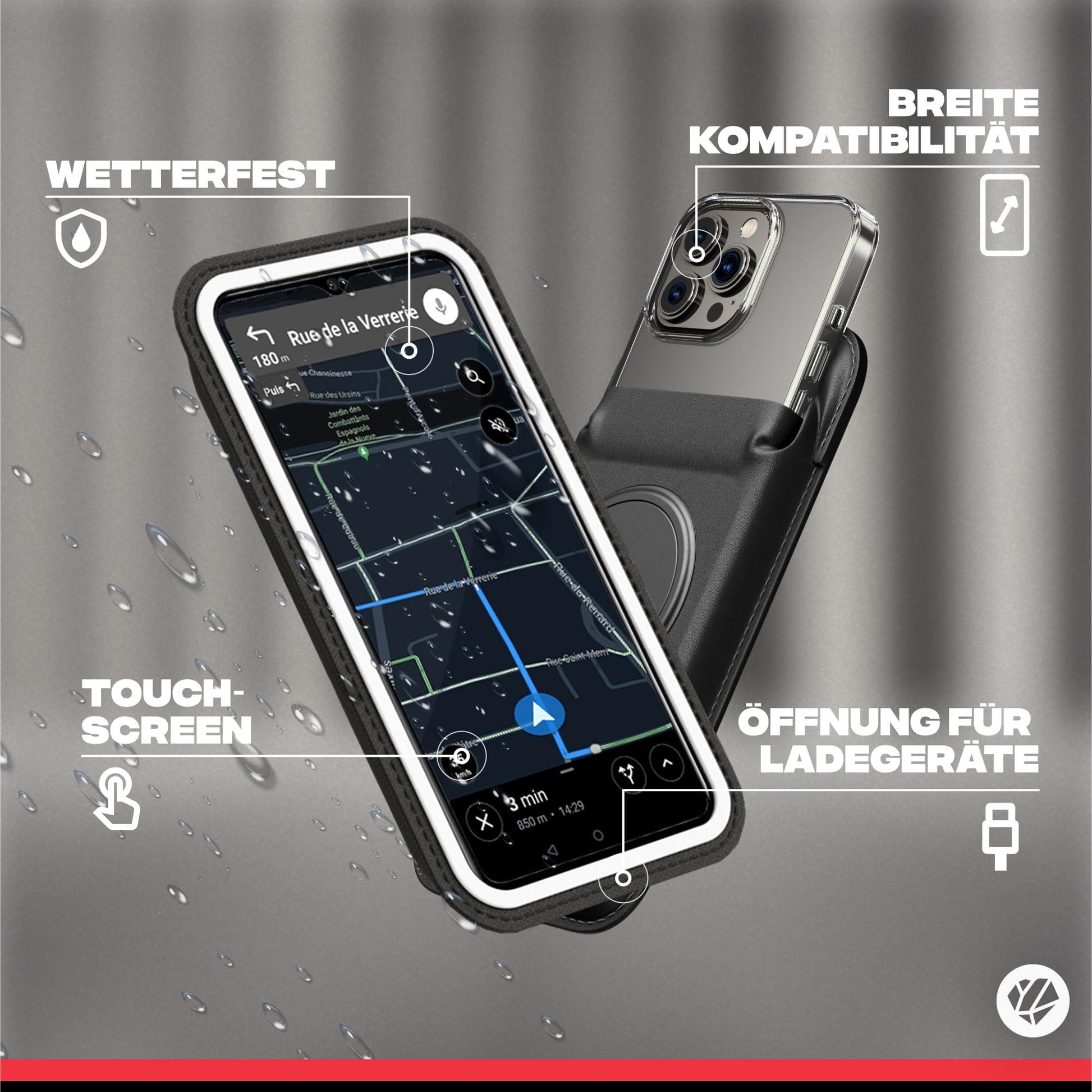 Shapeheart französische Innovation, Magnetische Fahrrad-Handyhalterung mit Abnehmbarer wetterfester Hülle. Telefonhalterung für Elektrofahrräder, Fahrräder, Roller, Mountainbikes... Fahrradzubehör Alcovic