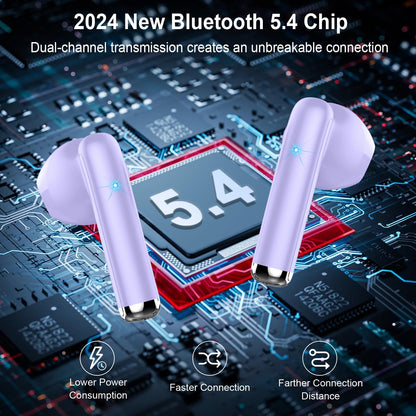 Bluetooth In-Ear Kopfhörer – Kabellos, Bluetooth 5.4, 48 h, 4 ENC Mics, Tiefer Bass, IPX7, USB-C, LED-Anzeige