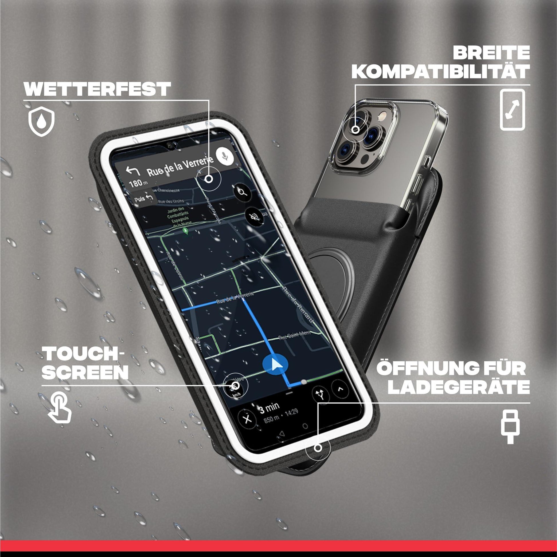 Shapeheart französische Innovation, Magnetische Fahrrad-Handyhalterung mit Abnehmbarer wetterfester Hülle. Telefonhalterung für Elektrofahrräder, Fahrräder, Roller, Mountainbikes... Fahrradzubehör Alcovic