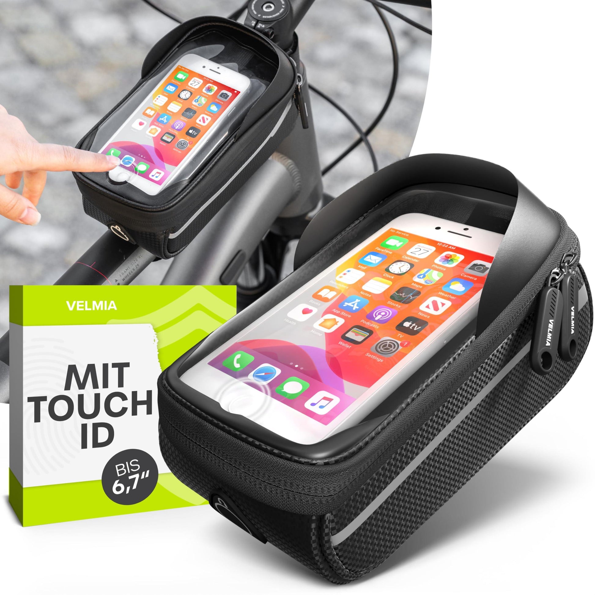 fahrradtasche am rahmen VELMIA Fahrrad Rahmentasche - Wasserdicht & Ideal für Navigation