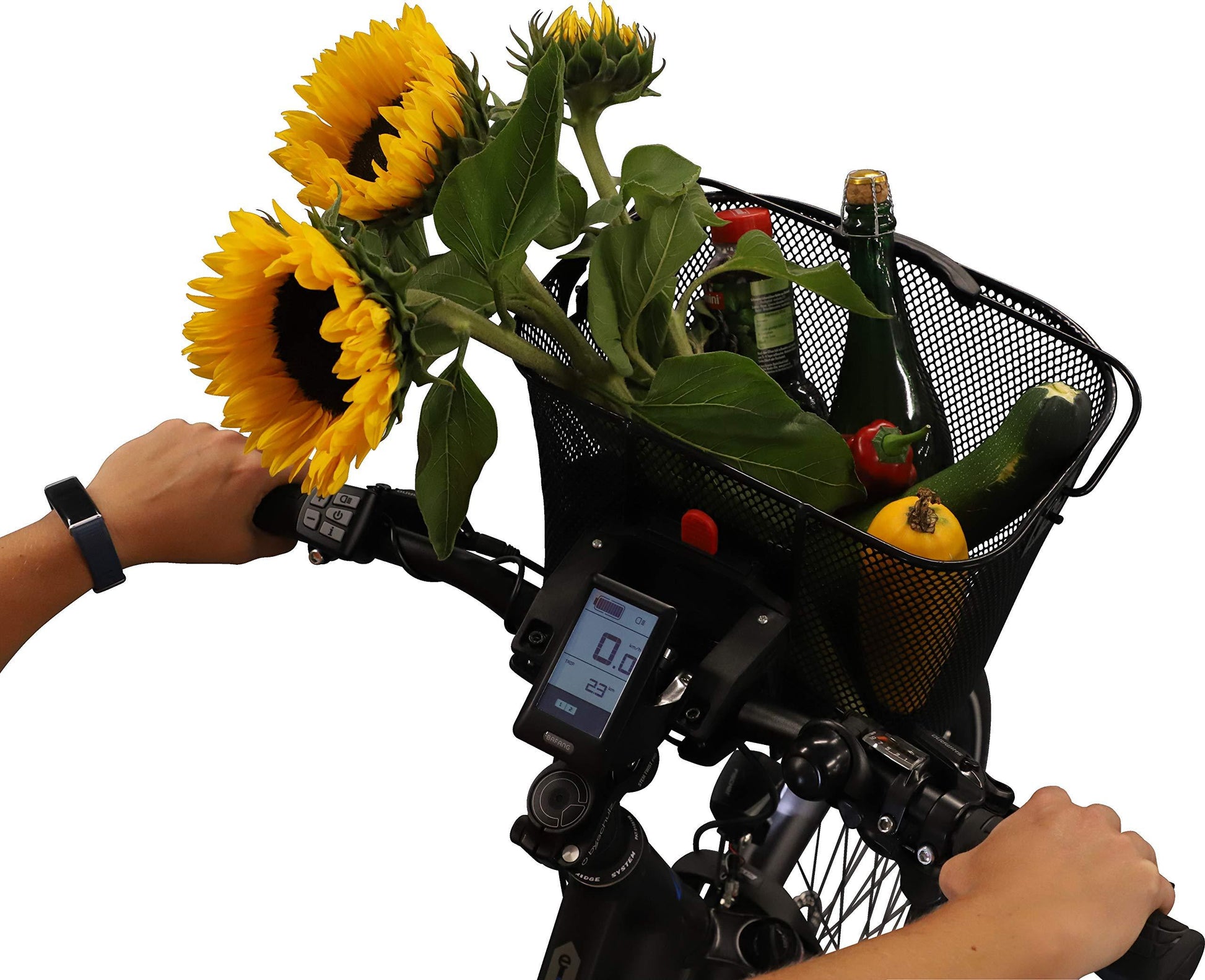FISCHER Lenkerkorb mit Schnellbefestigung, speziell für E-Bikes entwickelt, Tragkraft 5kg, passend für alle gängigen Displays mit einer Breite von 9 cm, u.a. für BOSCH Displays Alcovic