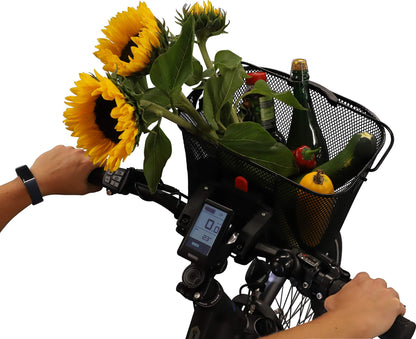 FISCHER Lenkerkorb mit Schnellbefestigung, speziell für E-Bikes entwickelt, Tragkraft 5kg, passend für alle gängigen Displays mit einer Breite von 9 cm, u.a. für BOSCH Displays Alcovic