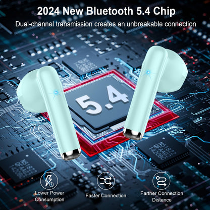Bluetooth In-Ear Kopfhörer – Kabellos, Bluetooth 5.4, 48 h, 4 ENC Mics, Tiefer Bass, IPX7, USB-C, LED-Anzeige