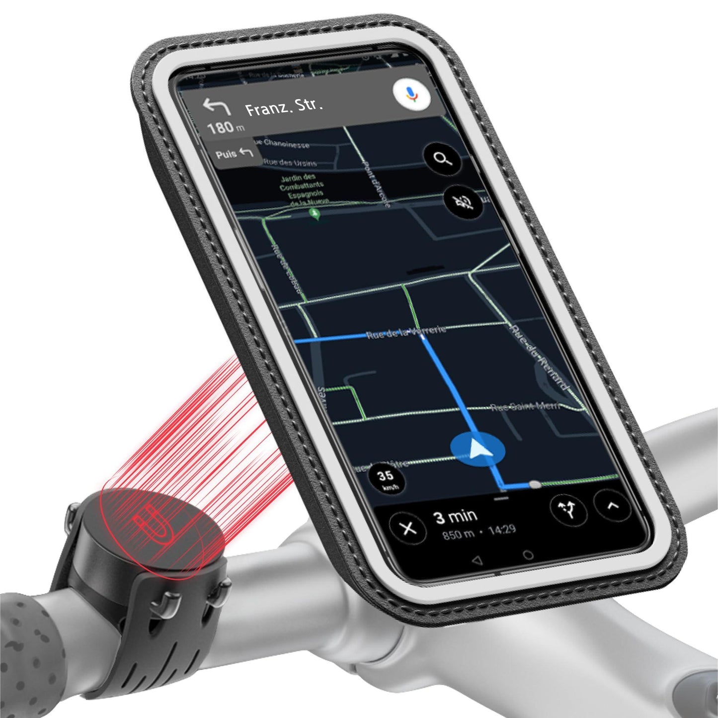 Shapeheart französische Innovation, Magnetische Fahrrad-Handyhalterung mit Abnehmbarer wetterfester Hülle. Telefonhalterung für Elektrofahrräder, Fahrräder, Roller, Mountainbikes... Fahrradzubehör Alcovic