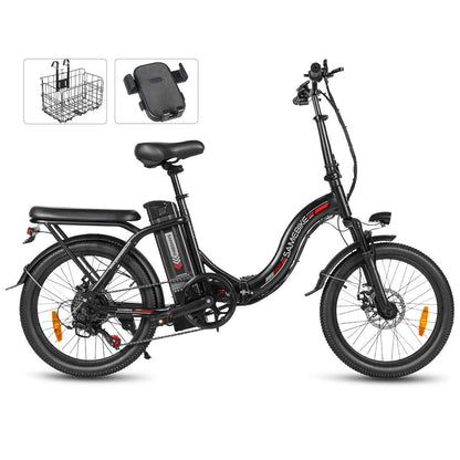 SAMEBIKE CY20-FT zusammenklappbares 20-Zoll-Elektrofahrrad mit 350W Motor und abnehmbarem 36V12 Ah Akku Alcovic
